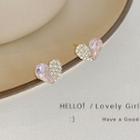 Heart Rhinestone Alloy Earring 1 Pair - E4248 - 925 Silver - Gold - One Size