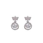 Rhinestone Crown Dangle Earring 1 Pair - 925 Sterling Silver Needle - Rhinestone Crown - One Size