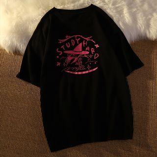 Short-sleeve Witch Hat Print T-shirt