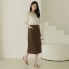 Patch-pocket Button-up Long Skirt