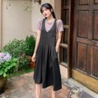 Set : Plain Top + Vest Dres