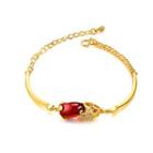 Elegant And Fashion Plated Gold Brave Bracelet With Red Cubic Zirconia Golden - One Size