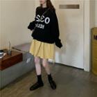 Mock Two Piece Crewneck Printed Letter Sweatshirt Dress