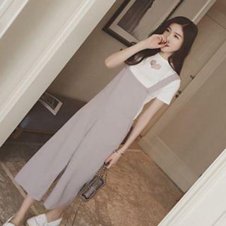 Cropped Wide Leg Suspender Pants
