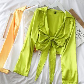 Satin Wrapped Crop Blouse