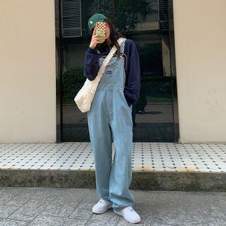 Straight Leg Denim Jumper Pants Light Blue - One Size