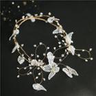 Wedding Butterfly Headpiece White & Gold - One Size