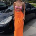 Strapless Cut-out Midi Sheath Dress