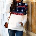 Christmas Print Half-zip Fleece Sweatshirt