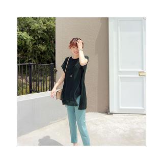 Cap-sleeve Long Knit Top