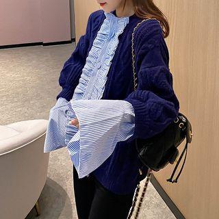 Striped Ruffle Panel Sweater