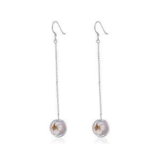 Sterling Silver Fashion Simple Round Flower Tassel Earrings Silver - One Size