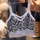 Leopard Print Knit Crop Camisole Top
