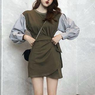 Wrapped Waist Color-block Dress