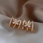 Butterfly Rhinestone Alloy Cuff Earring 1 Pair - Gold - One Size