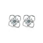 925 Sterling Silver Simple Fashion Elegant Hollow Out Earrings And Ear Studs With Cubic Zircon Silver - One Size