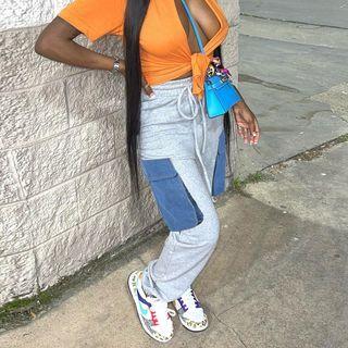 Two-tone High Waist Pocket Sweatpants