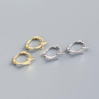925 Sterling Silver Lightening Mini Hoop Earring