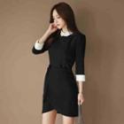 3/4-sleeve Cocktail Sheath Dress