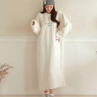 Letter Fleece Long T-shirt Dress