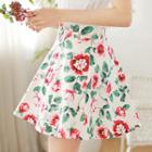 Flower Print A-line Mini Skirt