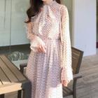 Dotted Long-sleeve A-line Mesh Dress