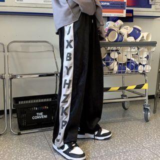 Lettering Velvet Sweatpants