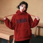 Genuine Shearling Number Applique Hoodie