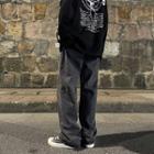 Set: Washed Straight Leg Pants + Belt