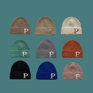 Letter P Embroidered Knit Beanie