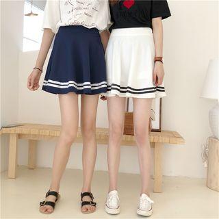Contrast Trim Flared Skirt