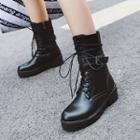 Platform Lace Up Mid-calf Boots