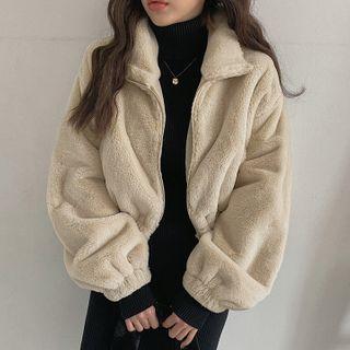 Faux-fur Cropped Zip-up Jacket