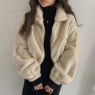 Faux-fur Cropped Zip-up Jacket