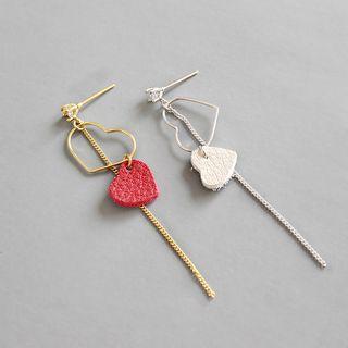 925 Sterling Silver Heart & Chain Dangle Earring