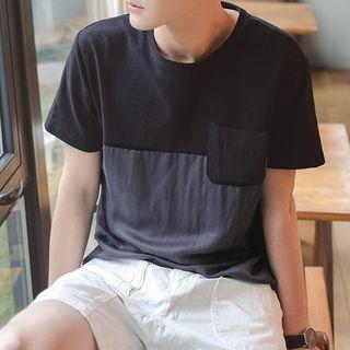 Pocketed Color Block Short-sleeve T-shirt