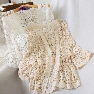 Open Front Eyelet Lace Jacket