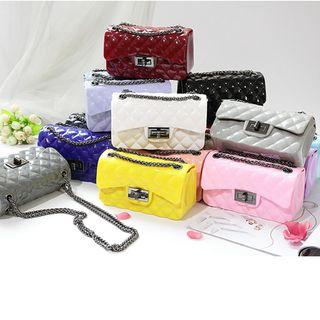 Quilted Faux Patent Leather Cross Body Bag