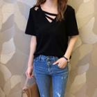 V-neck Short-sleeve Strap Top