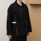 Contrast Trim Button-up Coat Black - One Size