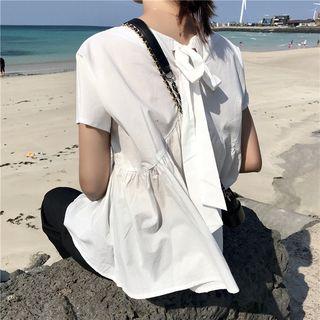 Short-sleeve Back Ribbon Top