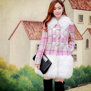 Fleece Panel Plaid Coat