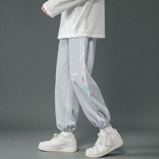 Drawstring Hem Striped Trim Sweatpants