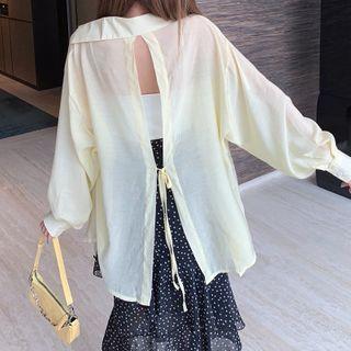 Long-sleeve Drawstring Back Light Shirt