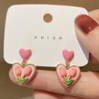 Heart Alloy Dangle Earring 1 Pair - Pink - One Size