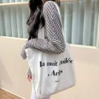 Letter-printed Canvas Shopper Bag Ivory - One Size