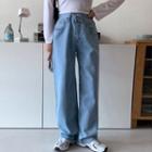 Asymmetric-waist Wide-leg Jeans
