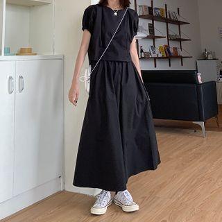 Short-sleeve Blouse / Maxi A-line Skirt