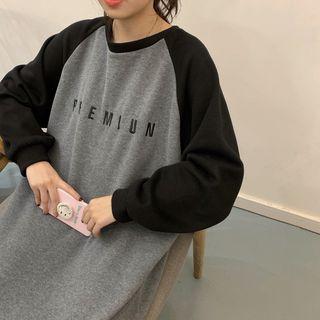 Lettering Raglan Midi Sweatshirt Dress