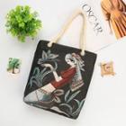 Embroidered Tote Bag Black - M